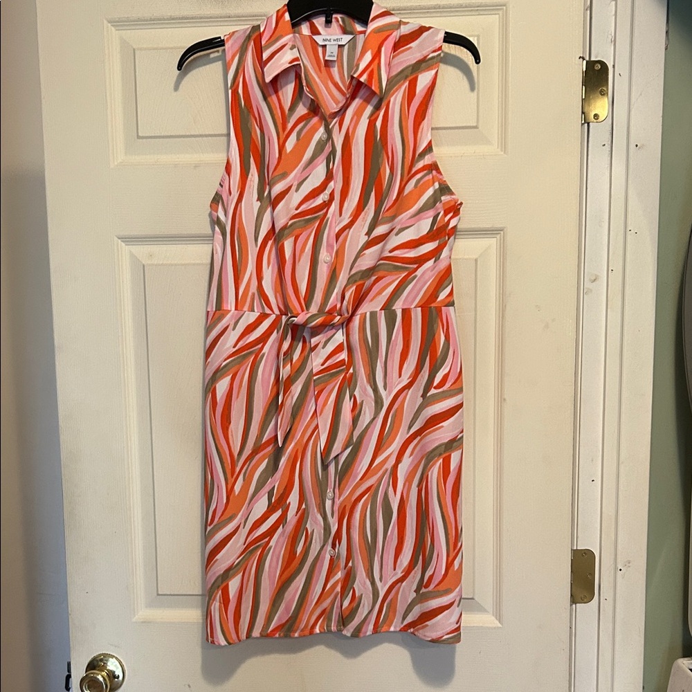 Nine West Collared Button Up Dress Size Medium Pink - Picture 1 of 8
